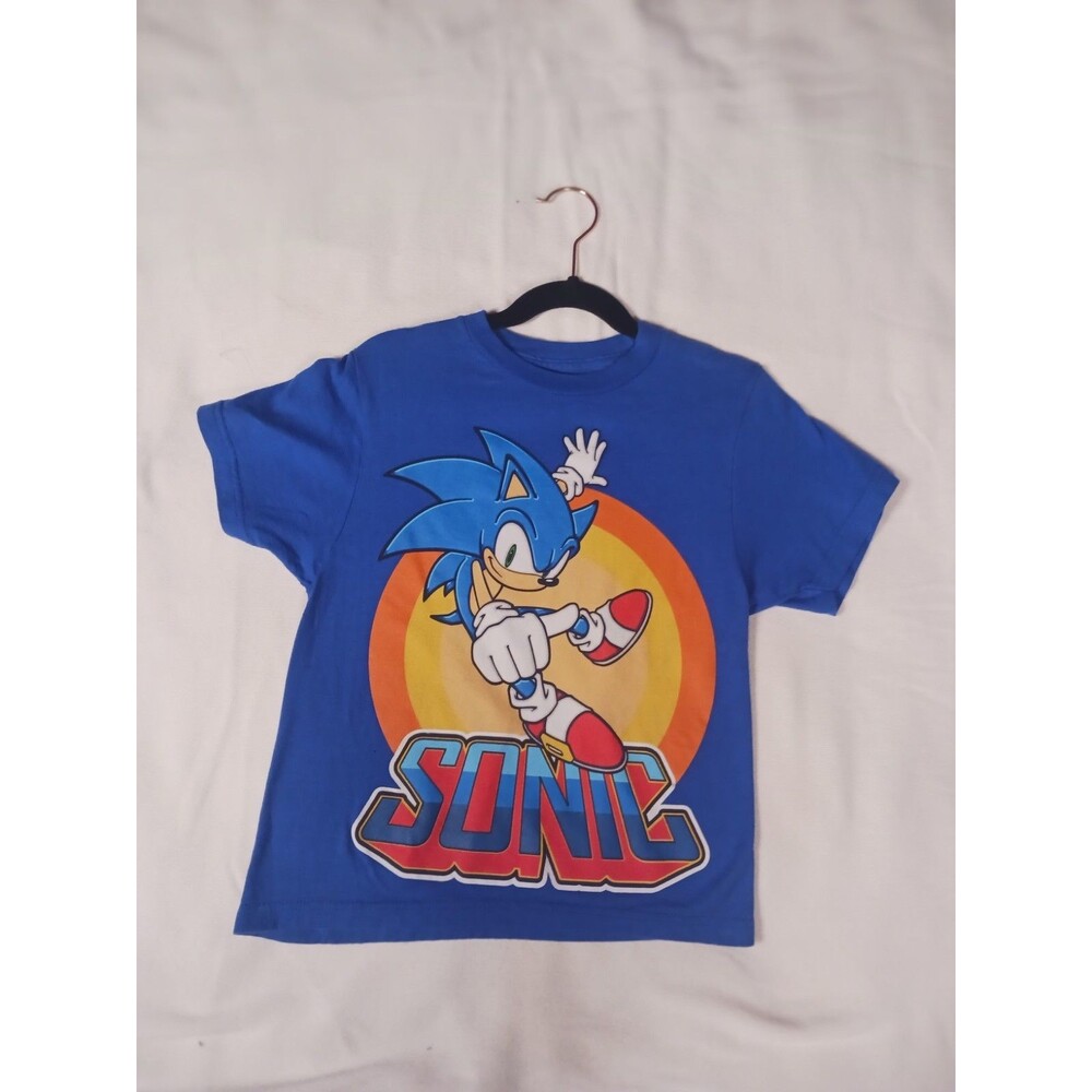 Sonic The Hedgehog Boys T-Shirt Size S (6-7) Blue Graphic Tee Sega